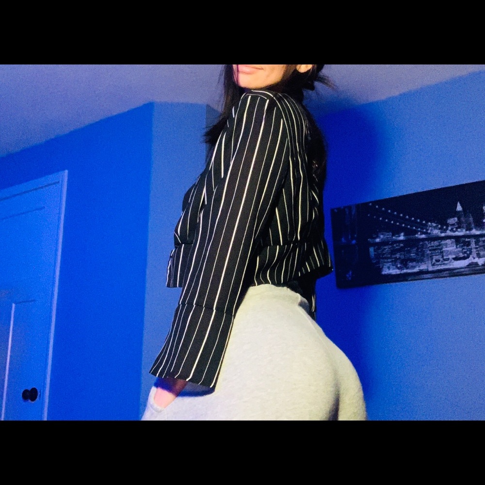 Black and white stripped blouse